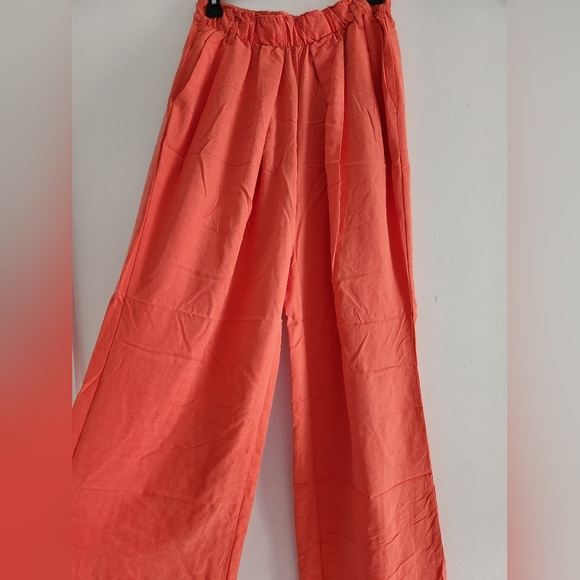 Free People Nothing to Say Pleated Trouser Orange NWOT - Picture 4 of 14